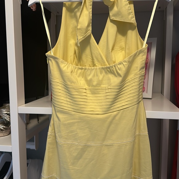 BCBGMaxAzria pastel yellow cotton halter A-line dress - Picture 5 of 7